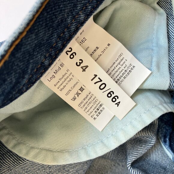 Acne Studios Log Mid Blue Jeans Size 26 Loose Fitting - Picture 9 of 9